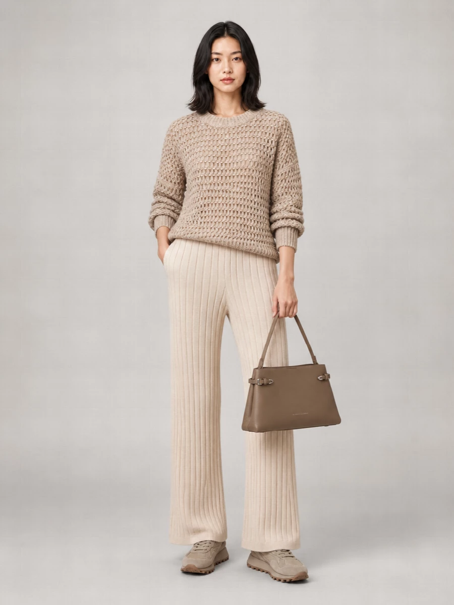Brunello Cucinelli Cashmere Wool Openwork Relaxed-Fit Cropped Sweater