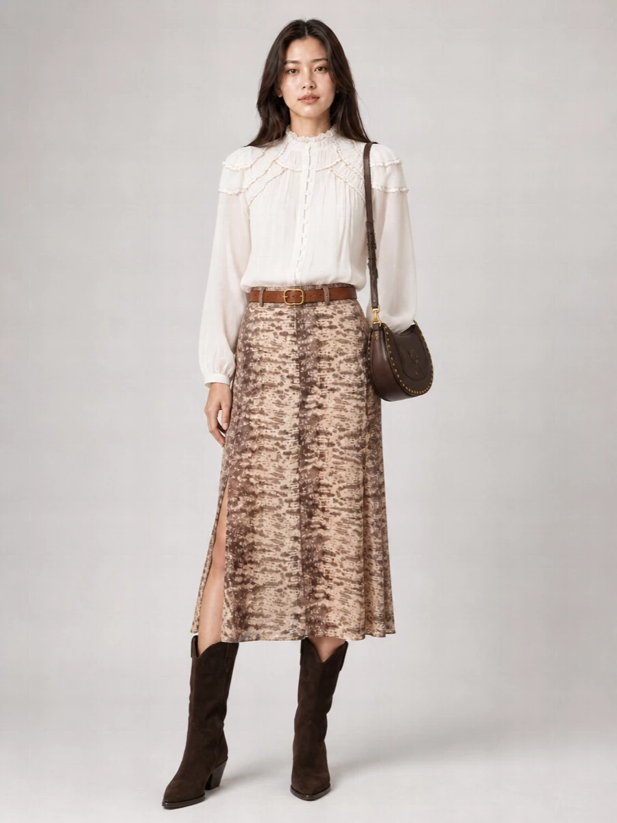 Isabel Marant Silk Python-Print Gathered High-Waisted Skirt