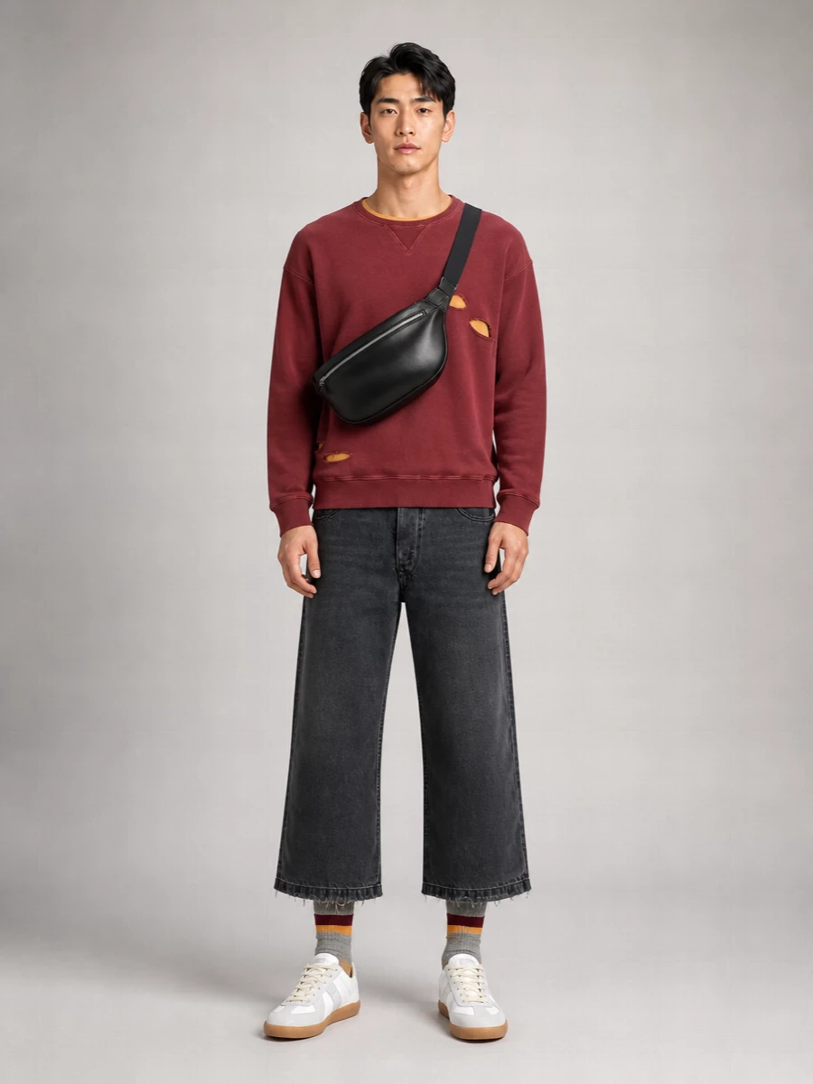Maison Margiela Cotton Oversized Ribbed Crew-Neck Sweatshirt