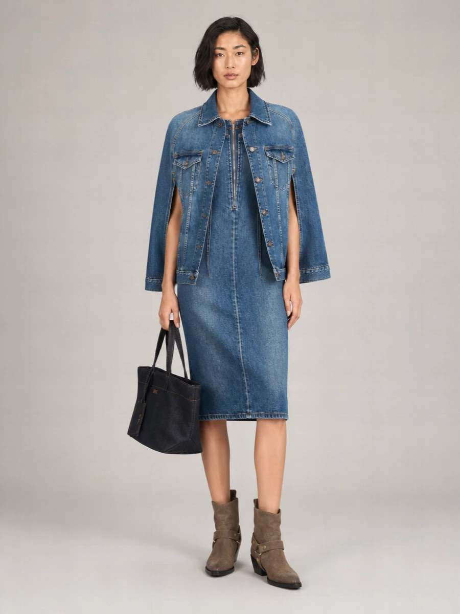 7 For All Mankind denim relaxed cape jacket