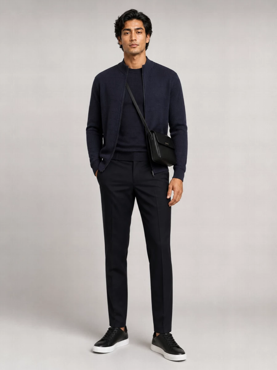 Emporio Armani Virgin Wool Round Neck Cardigan