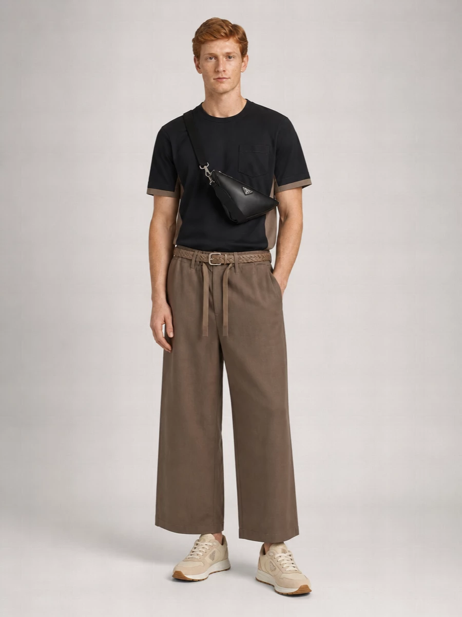 Sacai Cotton Straight-Leg Cropped Trousers