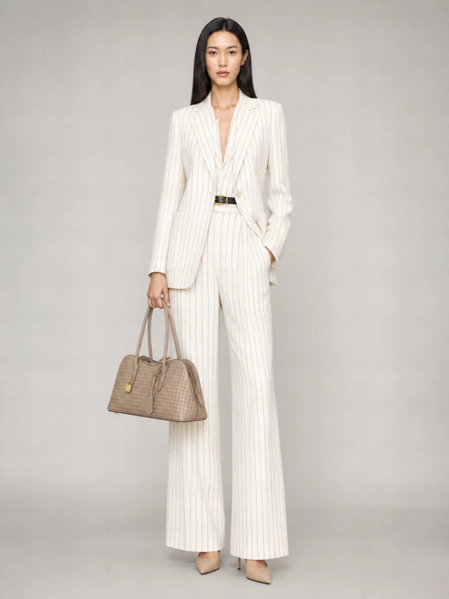 Max Mara Striped Pleated Wide-Leg Trousers