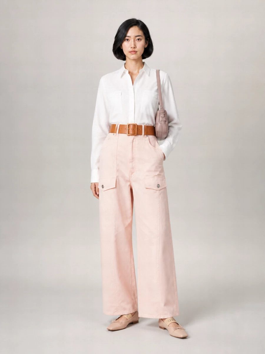S Max Mara Cotton High-Rise Wide-Leg Cargo Jeans