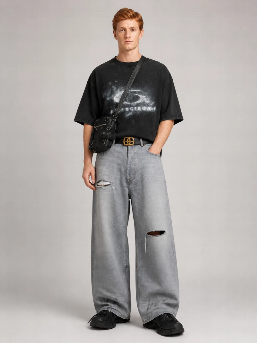 Balenciaga Denim Wide-Leg Jeans