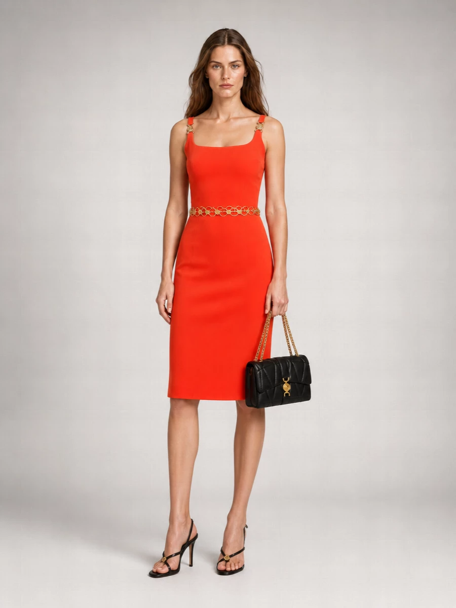 Versace Stretch Viscose Midi Dress