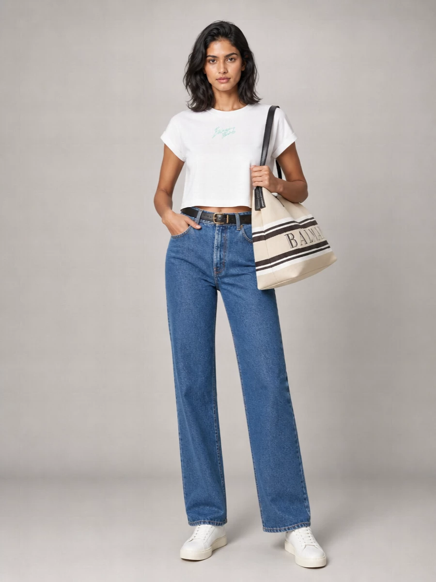 Balmain Cropped Short Sleeve T-Shirt