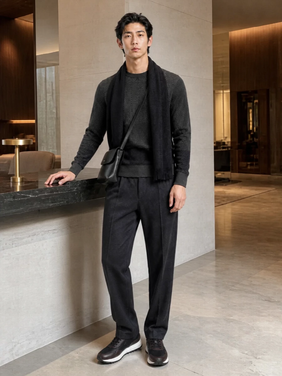 Emporio armani charcoal trousers grey jumper