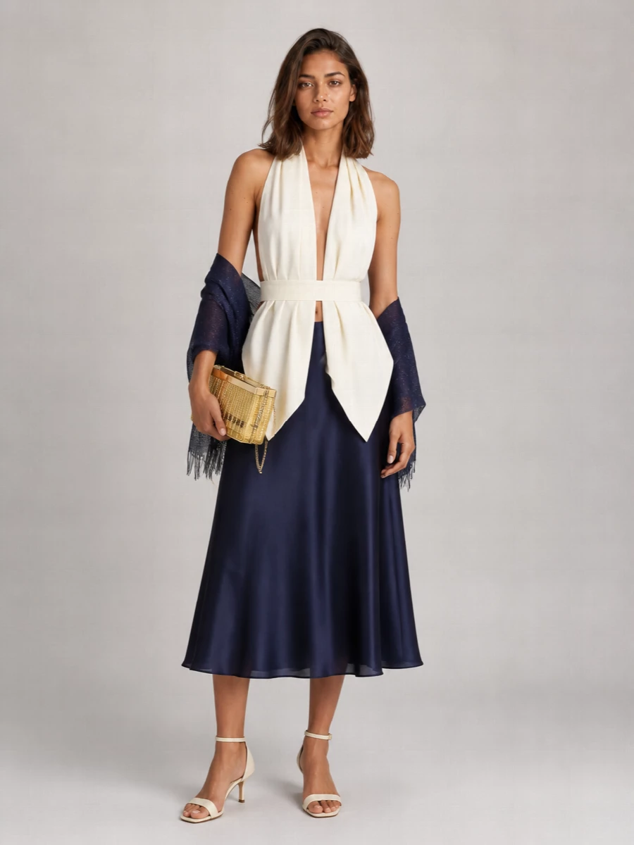 Alberta Ferretti Silk High-Rise A-Line Midi Skirt