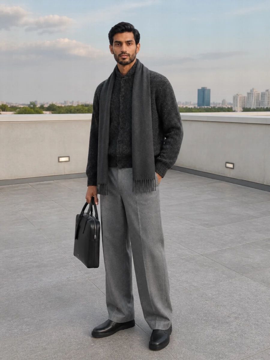 Giorgio armani grey cardigan wide leg trousers