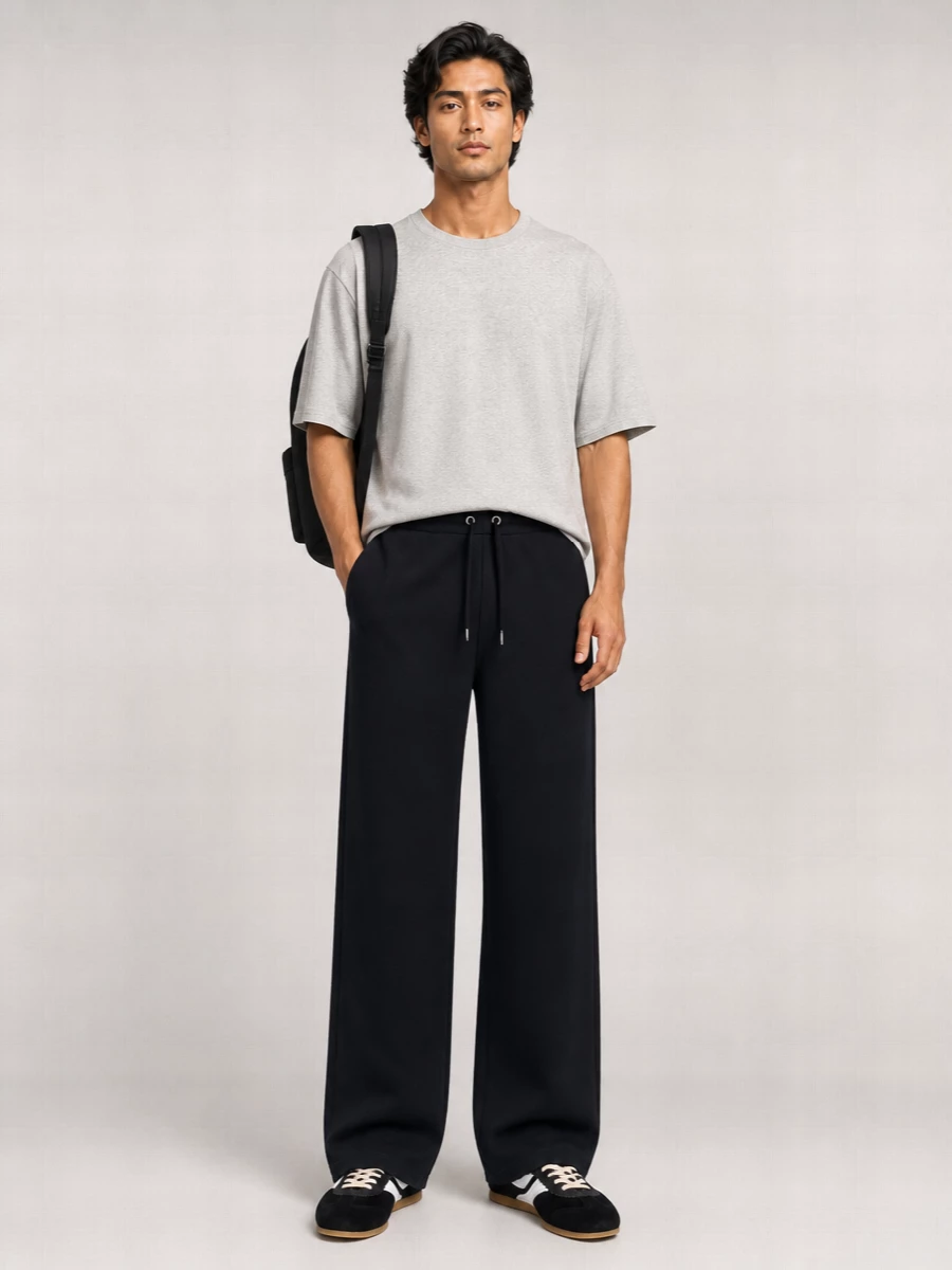 Ami Paris Cotton High-Rise Wide-Leg Track Pants