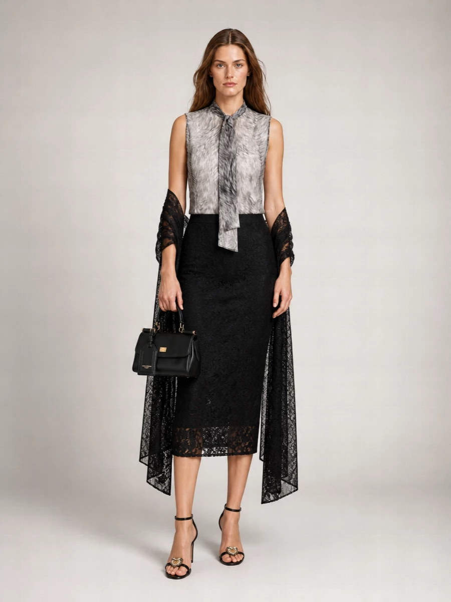 Dolce&Gabbana Silk Printed Long-Sleeve Blouse