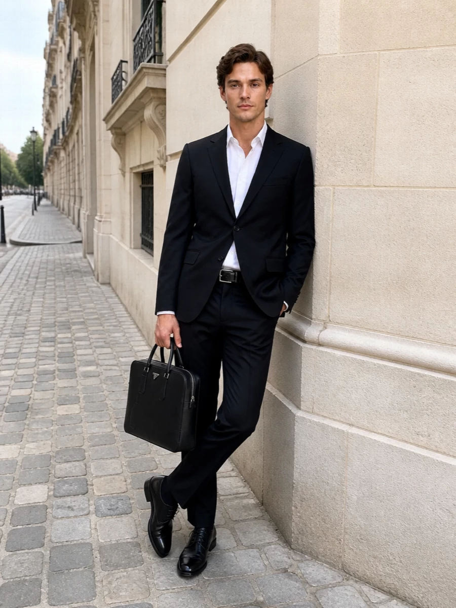 Prada black suit polished derby shoes