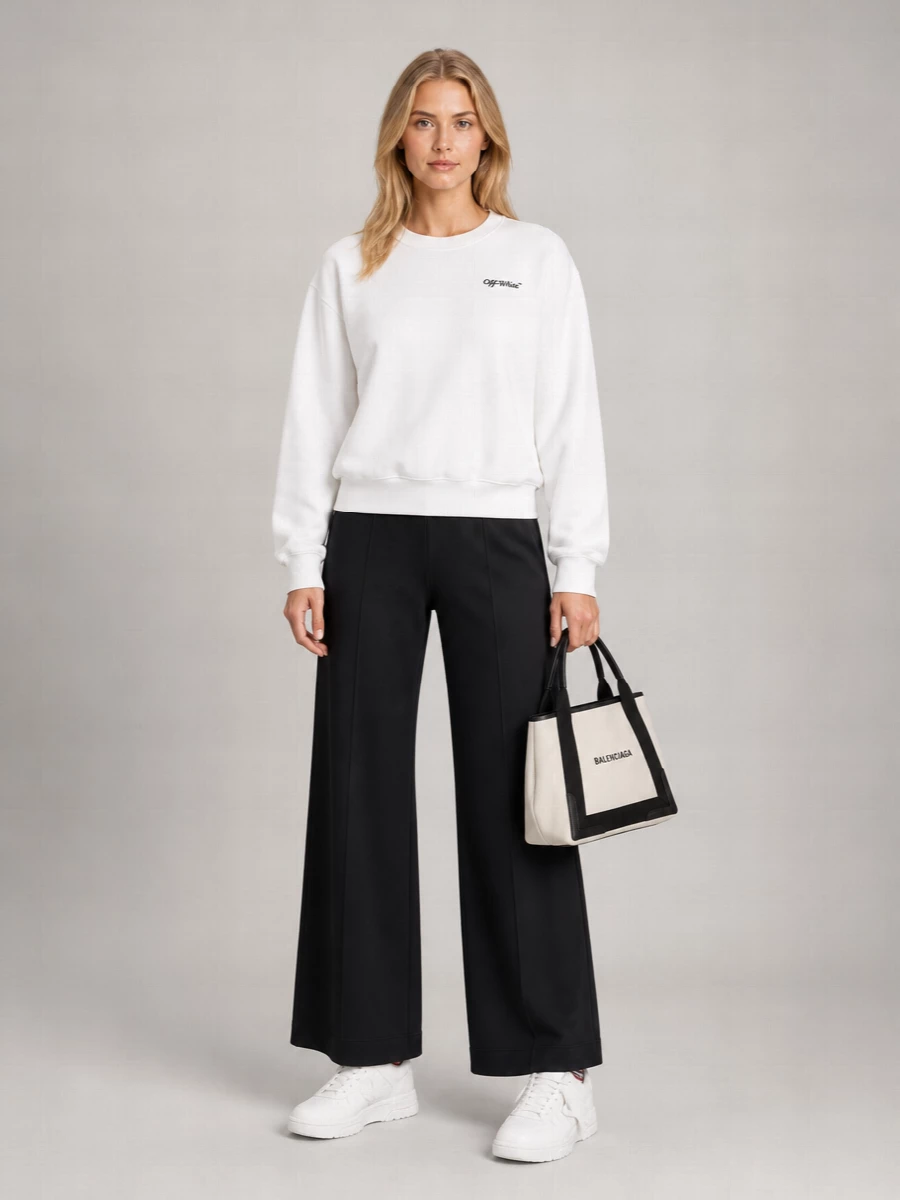 Off-White Cotton Crew-Neck Sweatshirt
