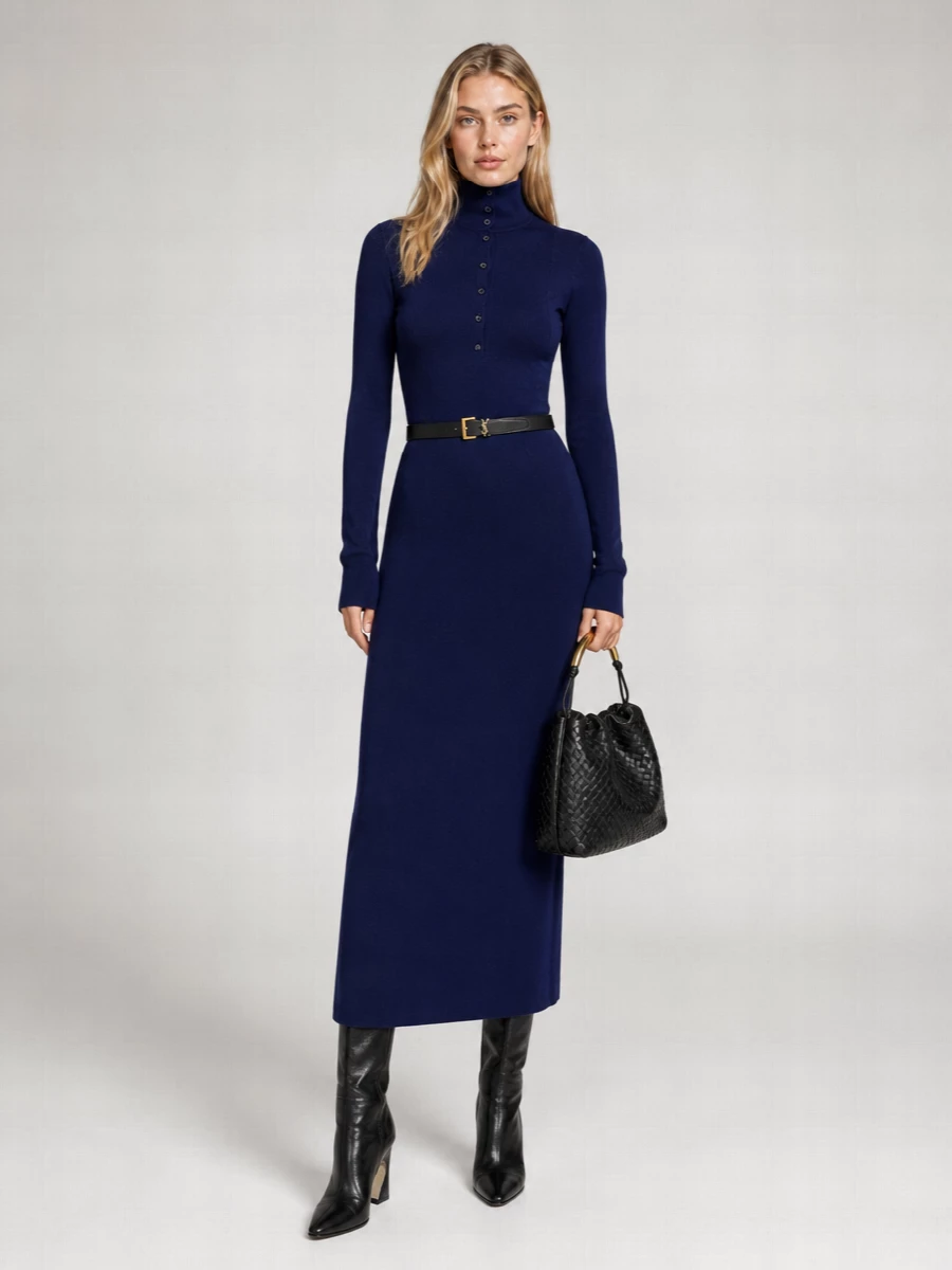 Tom Ford Cashmere Polo Midi Dress