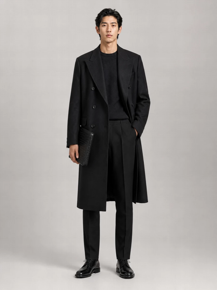 Dries Van Noten Wool Oversized Double Breasted Coat