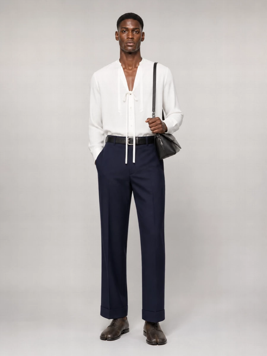 Maison Margiela Cotton V-Neck Long-Sleeve Shirt