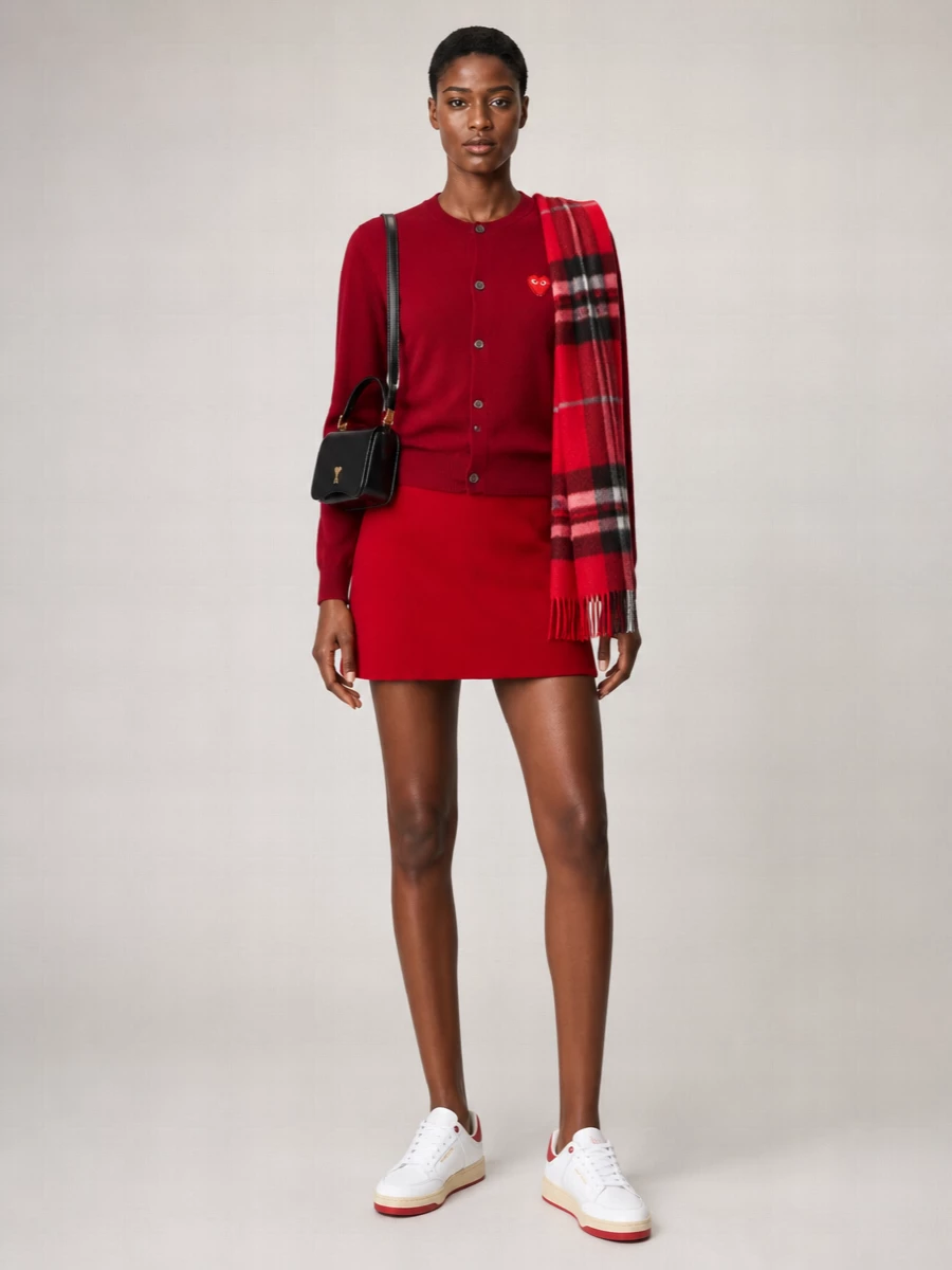 Comme Des Garçons Play Wool Crewneck Cardigan