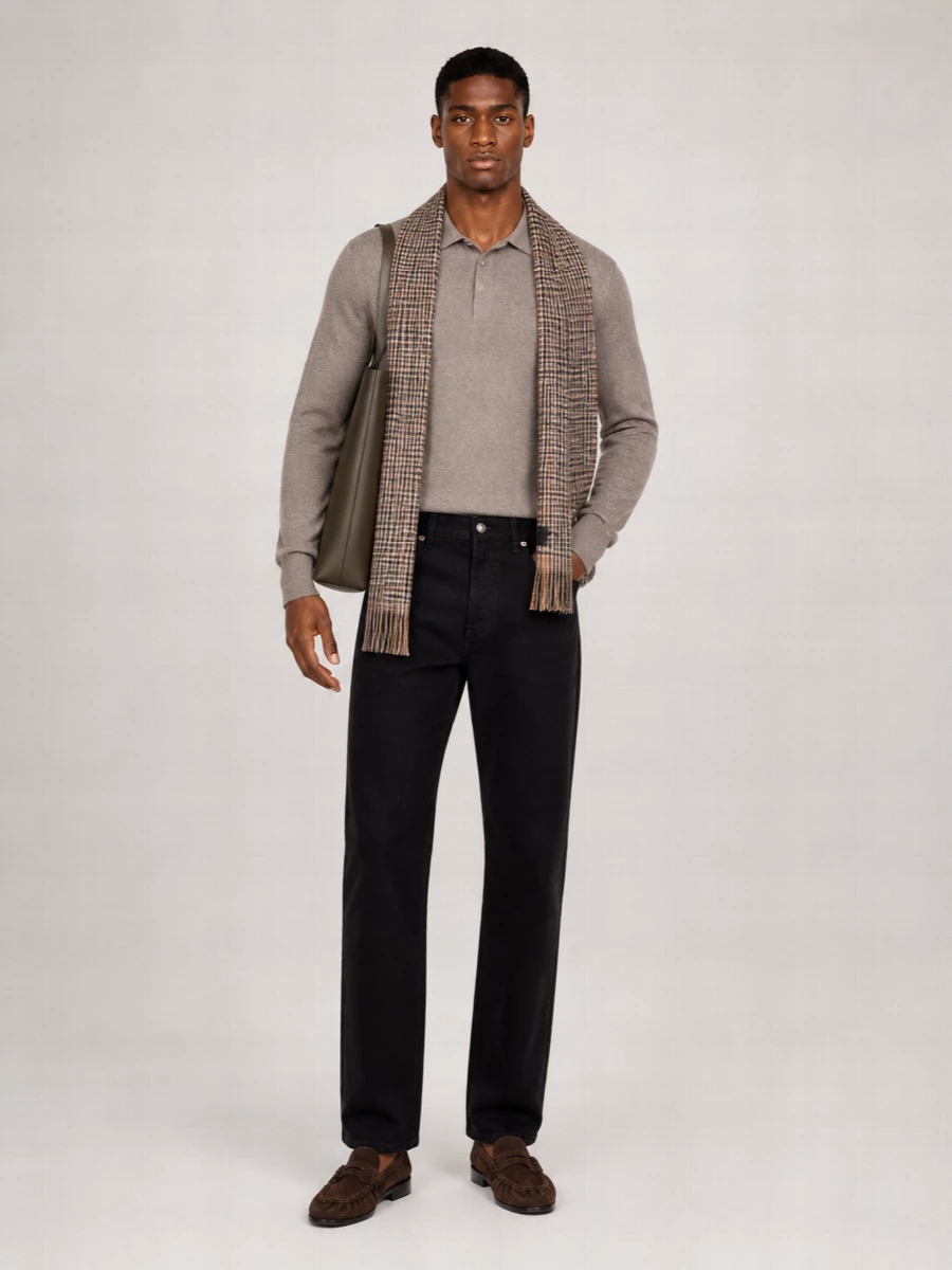Saint Laurent Wool Long-Sleeve Ribbed Knit Polo Shirt