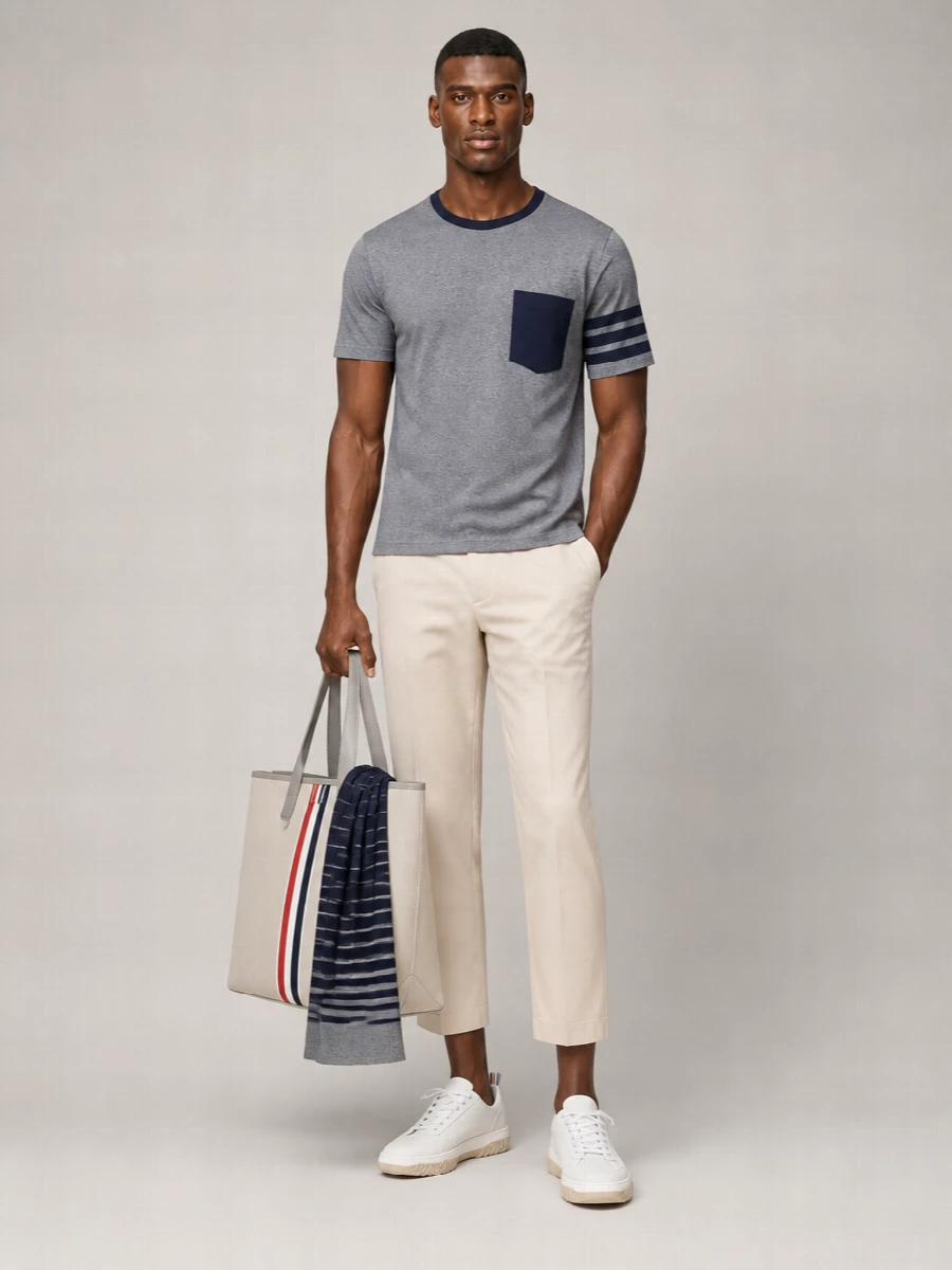 Thom Browne Leather Low-Top Sneakers
