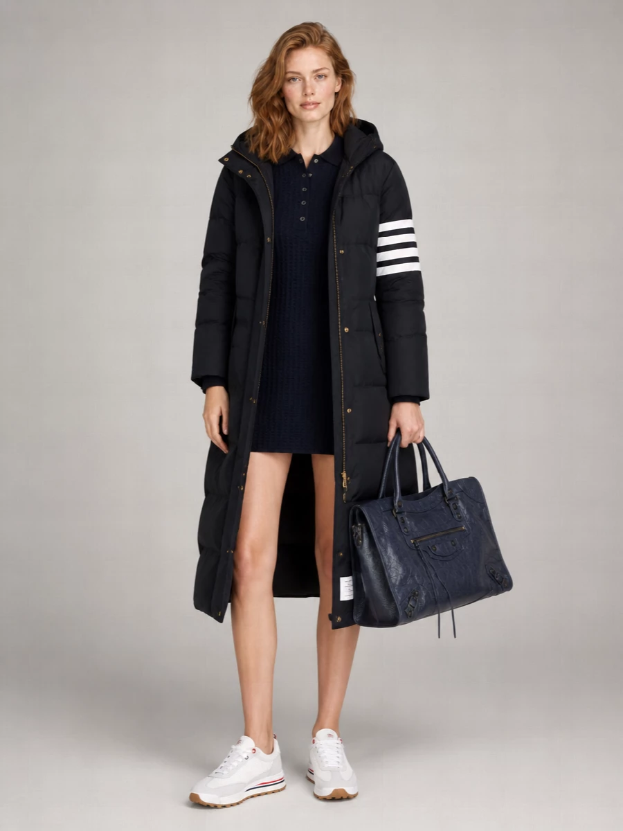 Thom Browne Down Hooded Puffer Coat