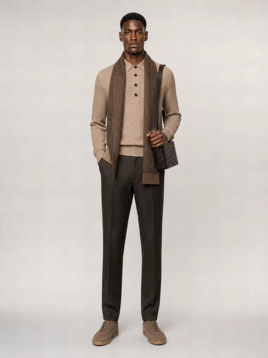 Zegna Cashmere Long-Sleeve Polo Sweater