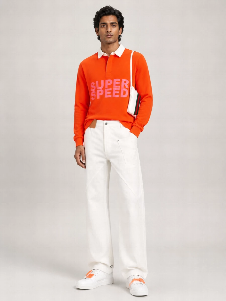 Jw Anderson Cotton Long-Sleeve Polo Shirt