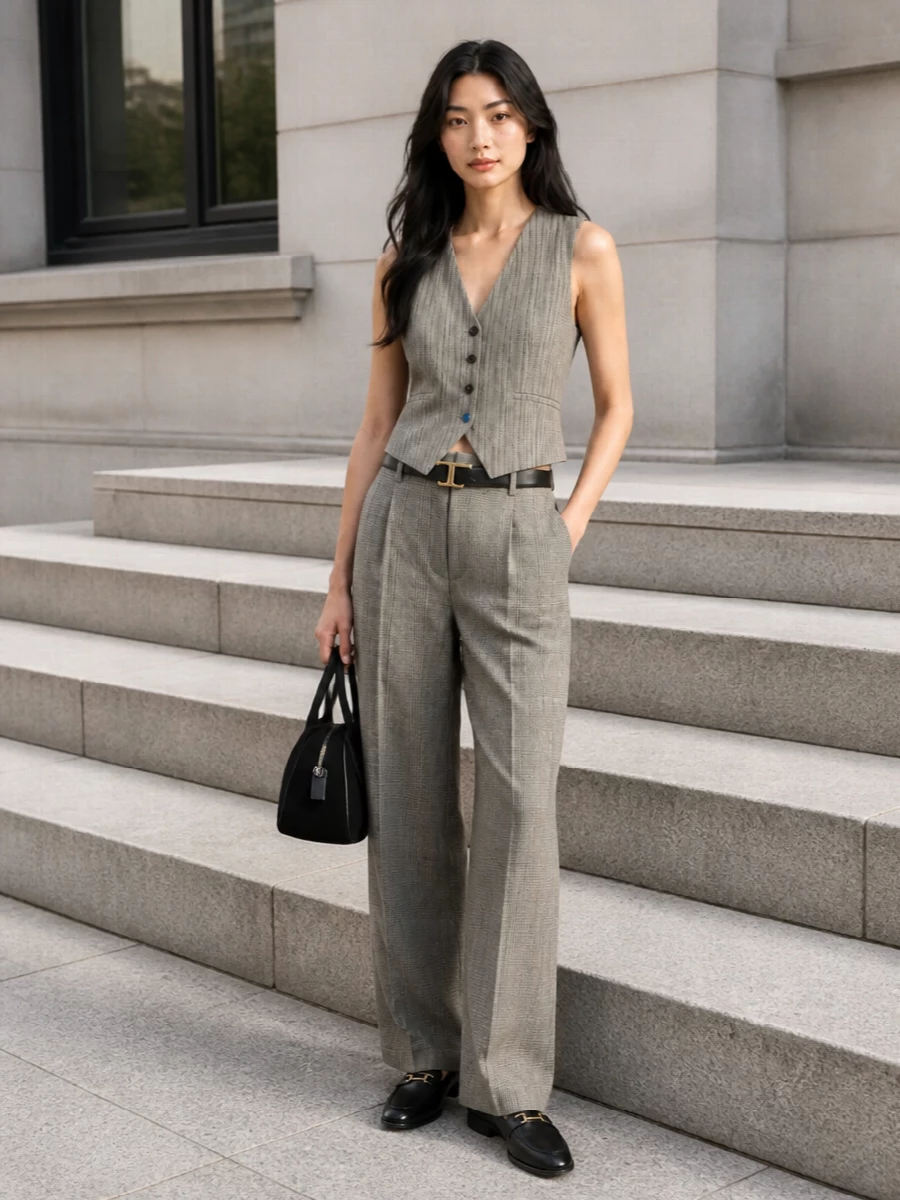 Paul smith waistcoat max mara wide leg trousers