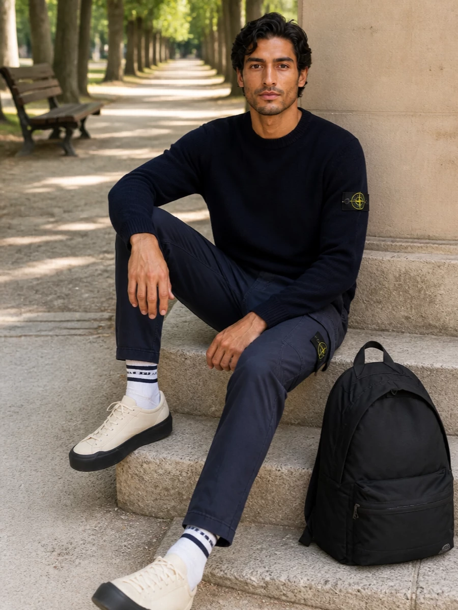 Stone island navy knit cargo trousers sneakers