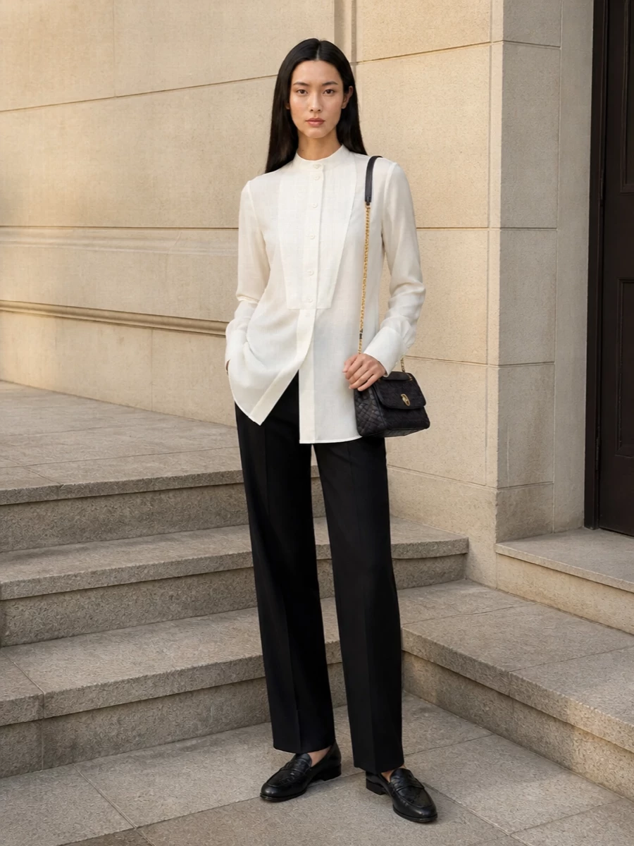 Bottega veneta tux shirt black tailored trousers