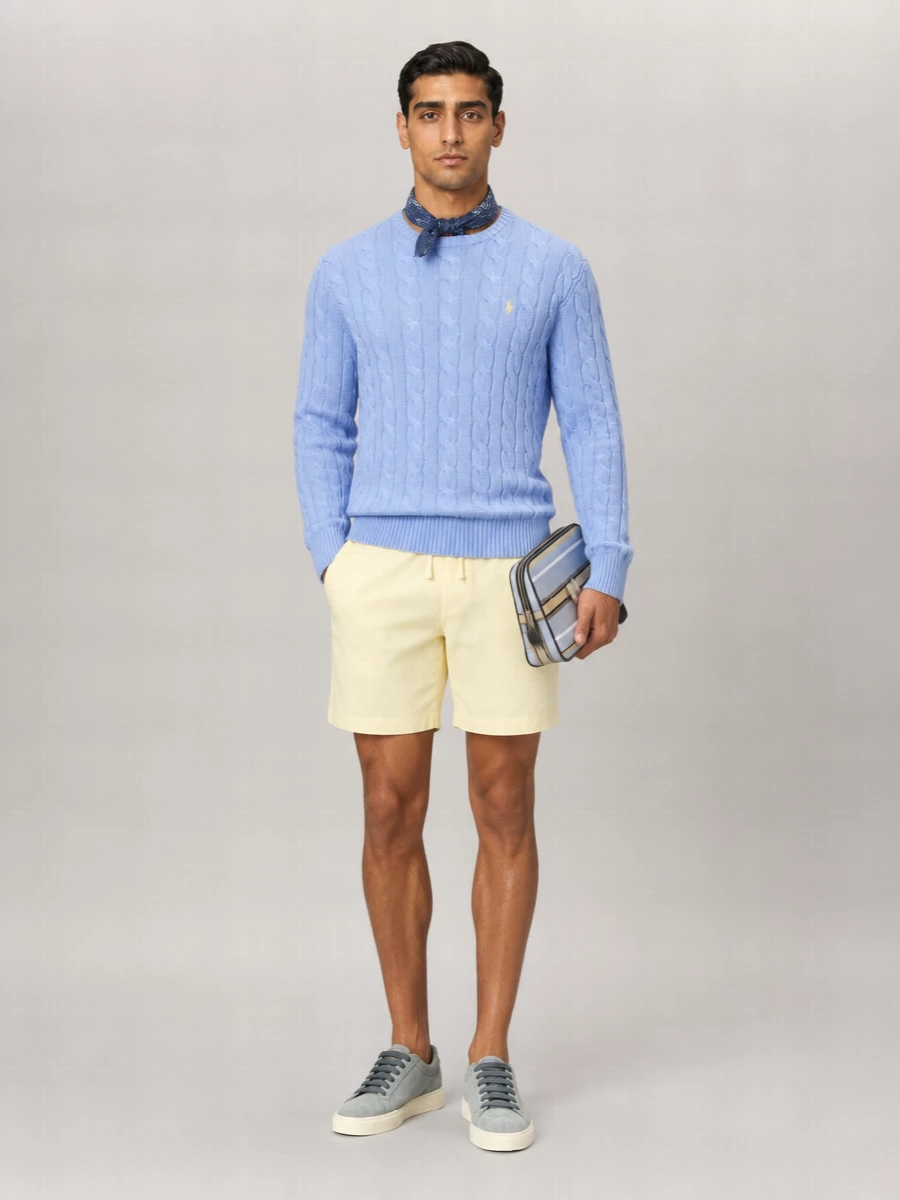 Ralph Lauren Cable-Knit Cotton Crewneck Sweater