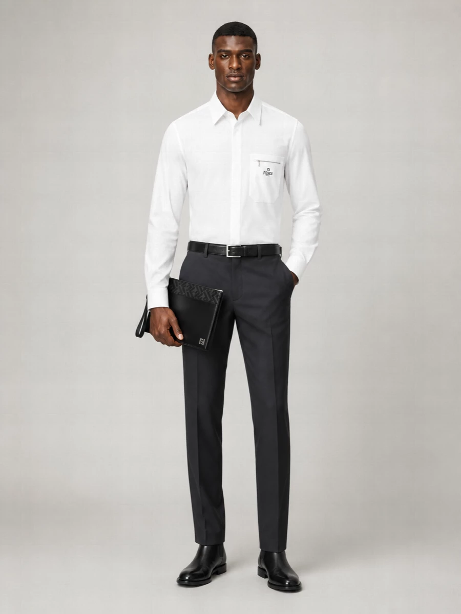 Fendi Cotton Boxy Fit Long Sleeve Shirt