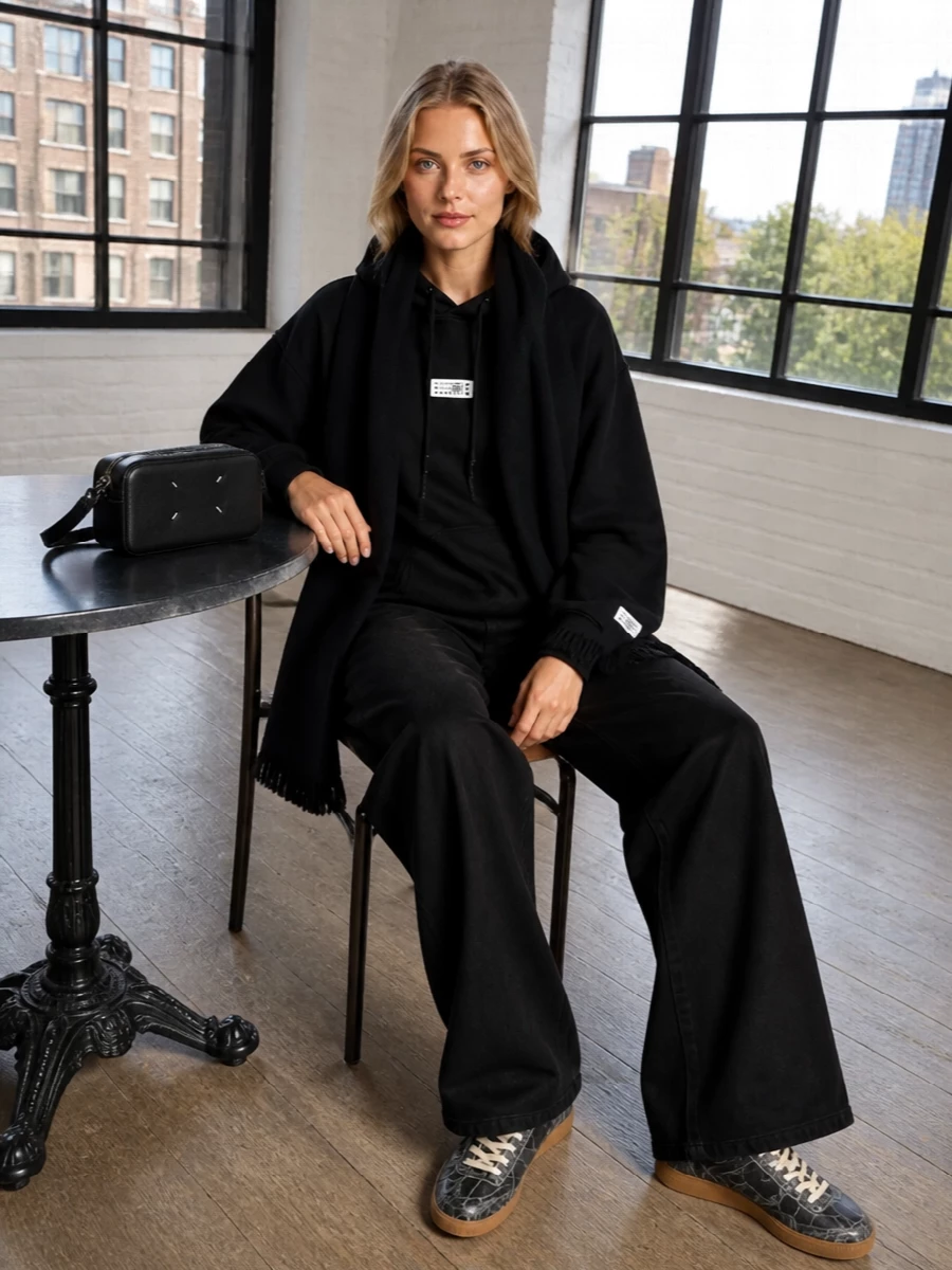 Mm6 hoodie wide leg trousers margiela sneakers