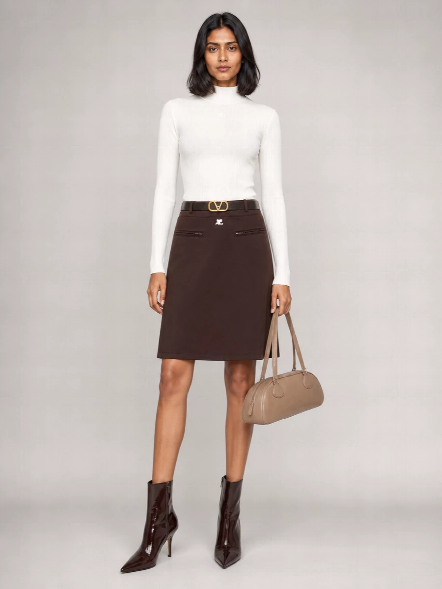 Courrèges Logo Midi A-Line Skirt