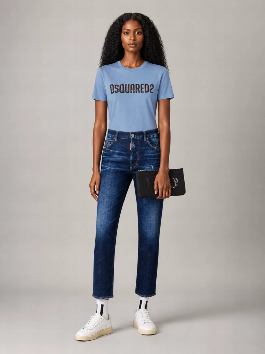 Dsquared2 Dsq2 Logo Leather Clutch Bag