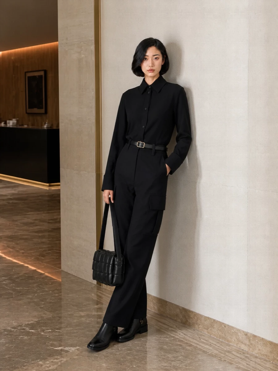 Bottega veneta black cargo trousers outfit