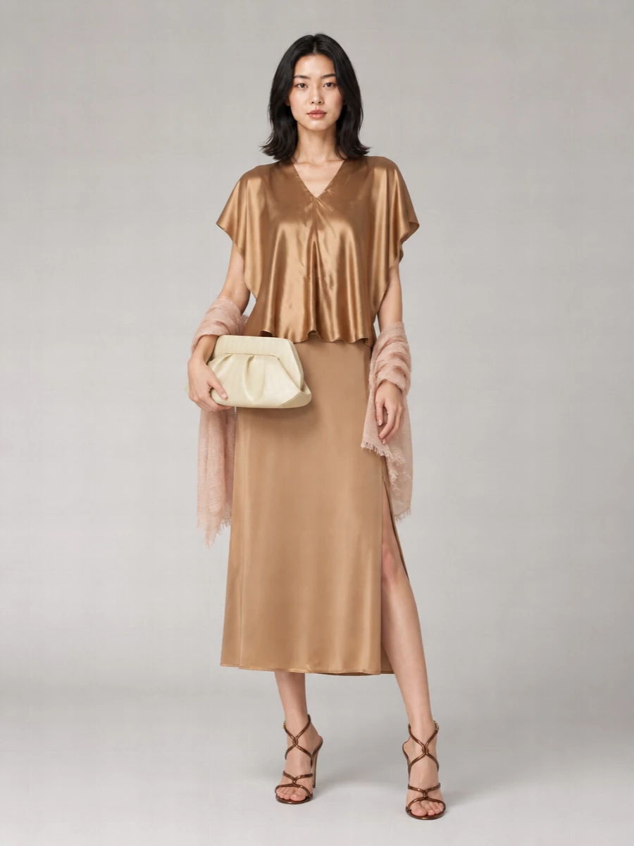 Fabiana Filippi Viscose Sweetheart Neckline Midi Dress With Matching Cape