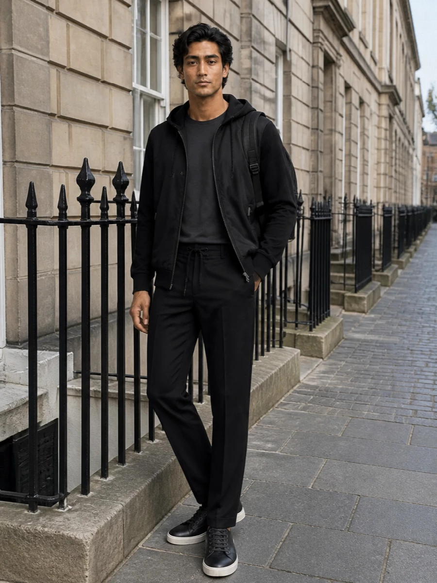 Herno technical jacket black drawstring pants