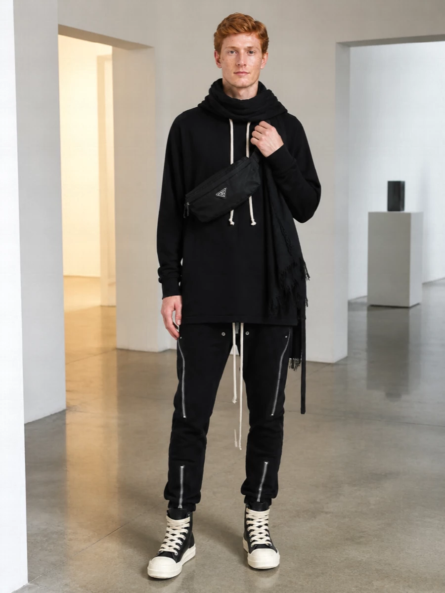 Rick owens joggers longline hoodie high tops