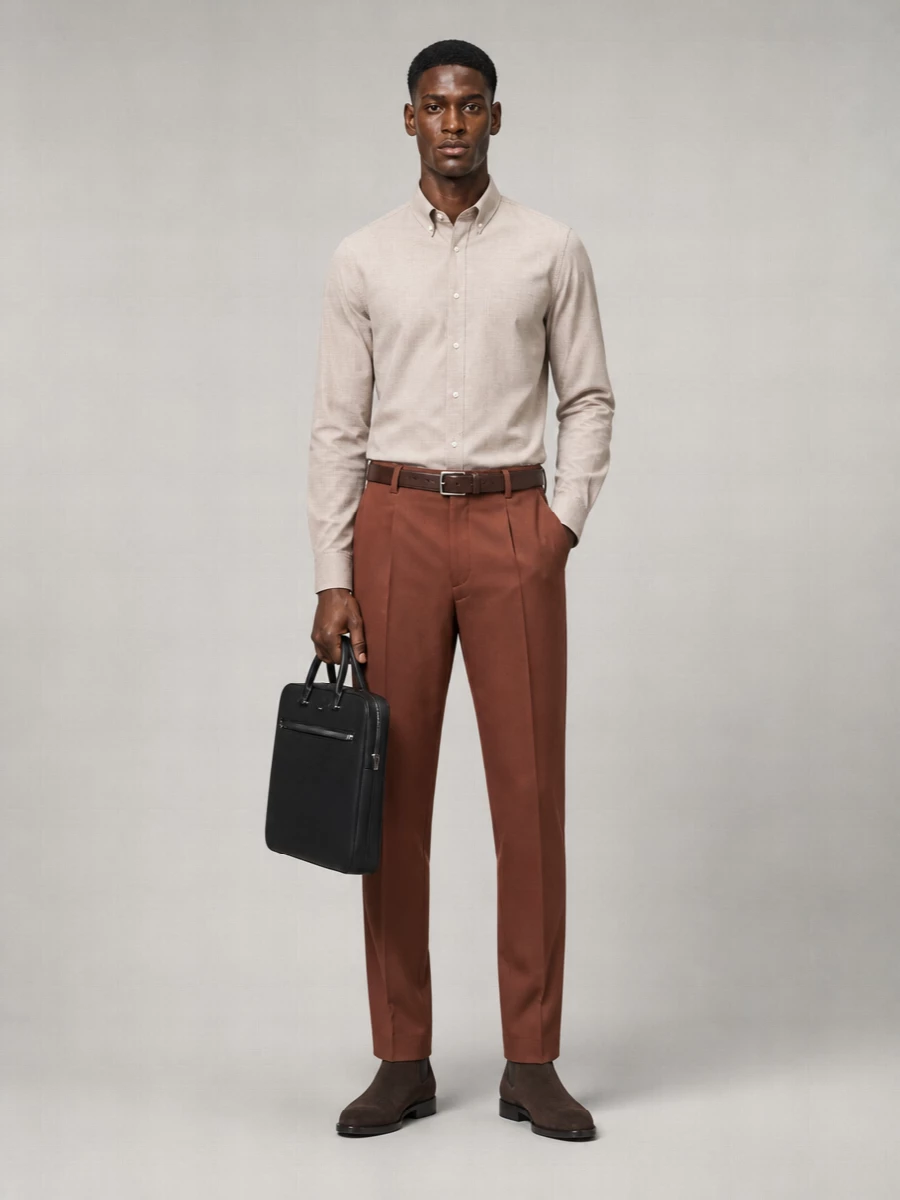 Boss virgin wool high-rise pleated straight-leg tailored trousers