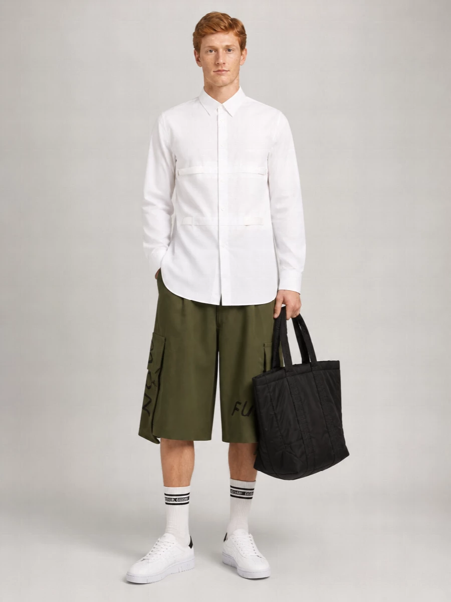 Comme Des Garçons Printed Cotton Cargo Shorts