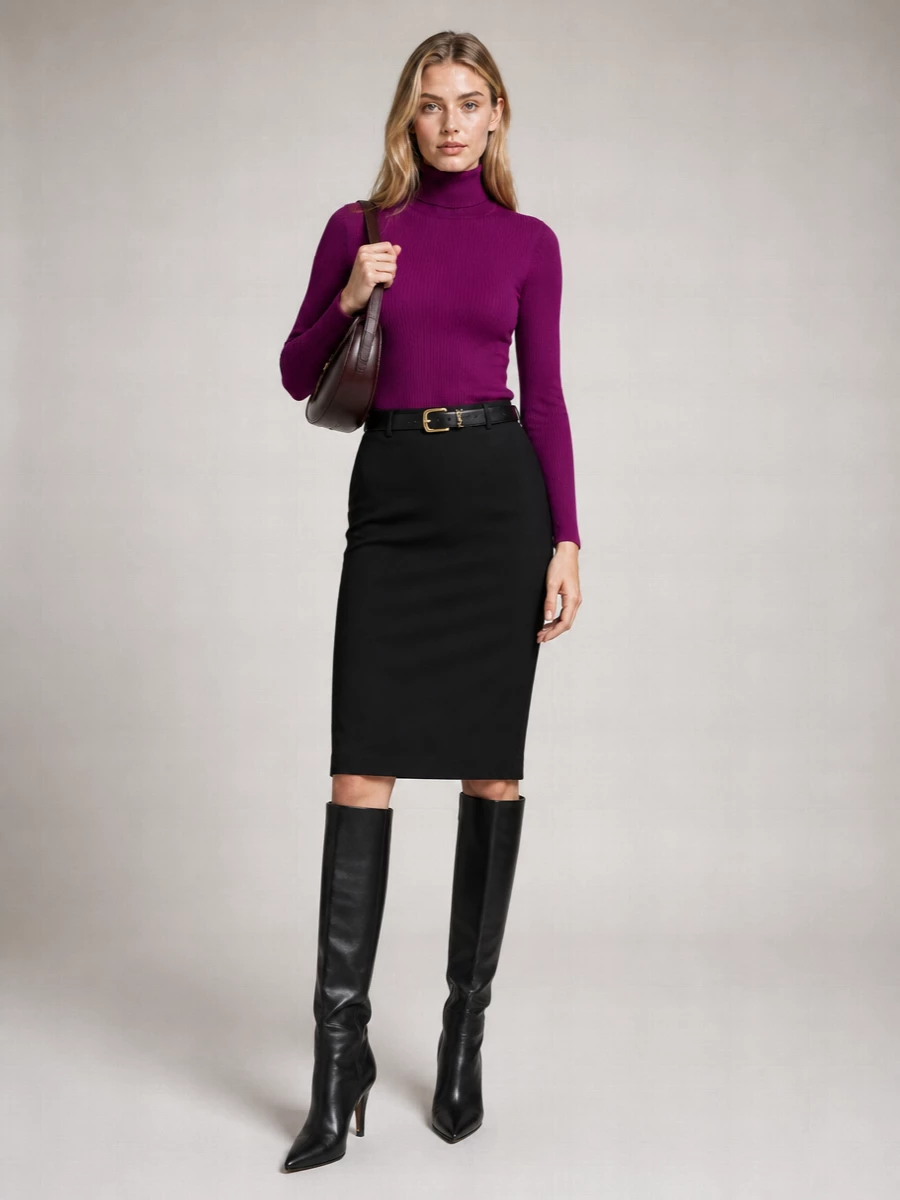 Saint Laurent Cashmere Wool Silk Ribbed Slim-Fit Turtleneck Sweater