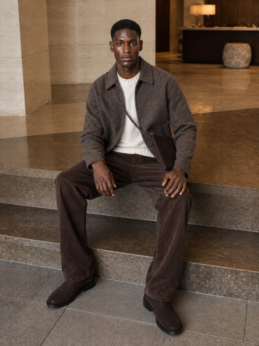 Dunst brown blouson corduroy trousers outfit