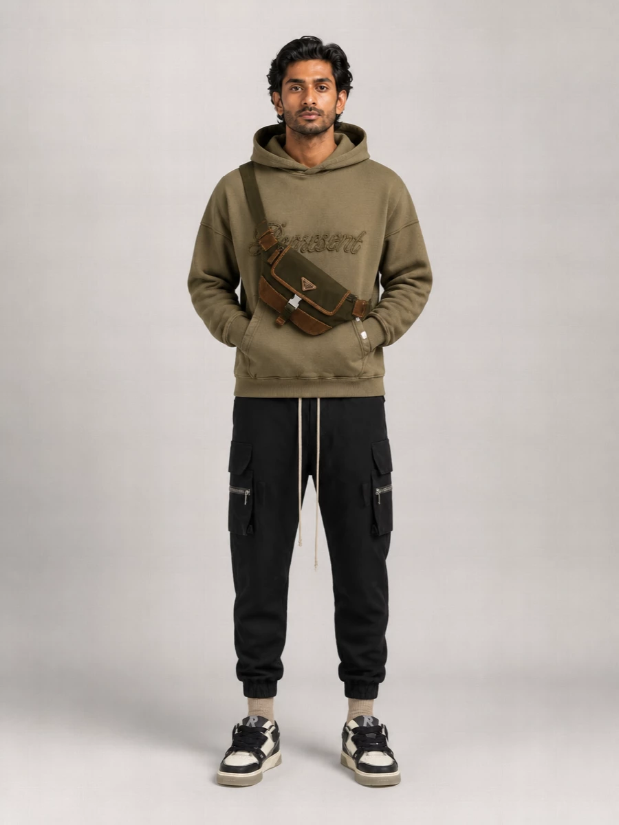 Represent Cotton Logo-Embroidered Hoodie
