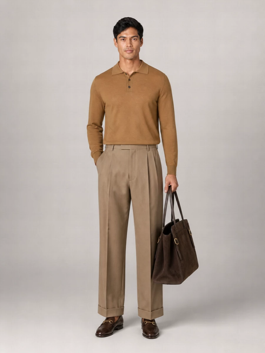 Santoni Suede Leather Double Buckle Medium Tote Bag