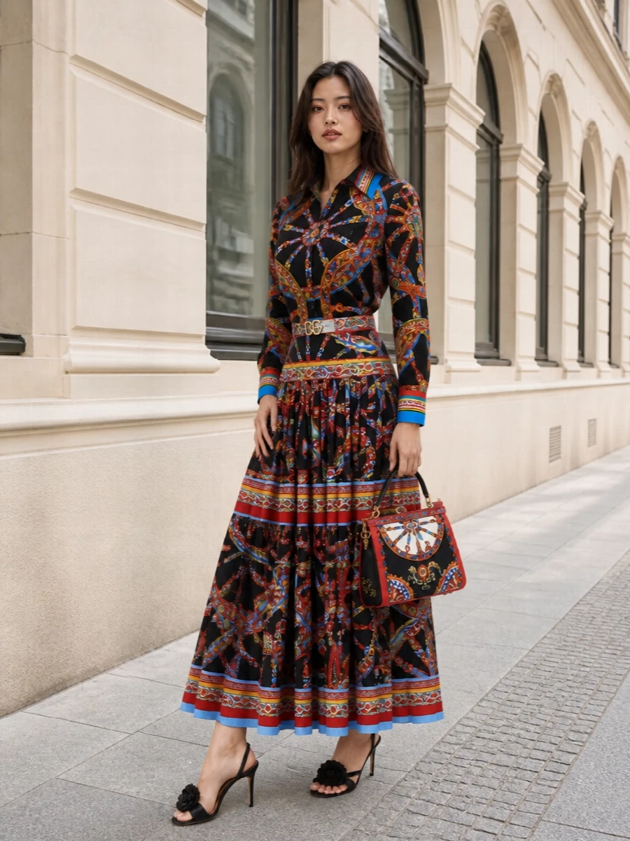 Dolce gabbana sicilian cart shirt maxi skirt outfit