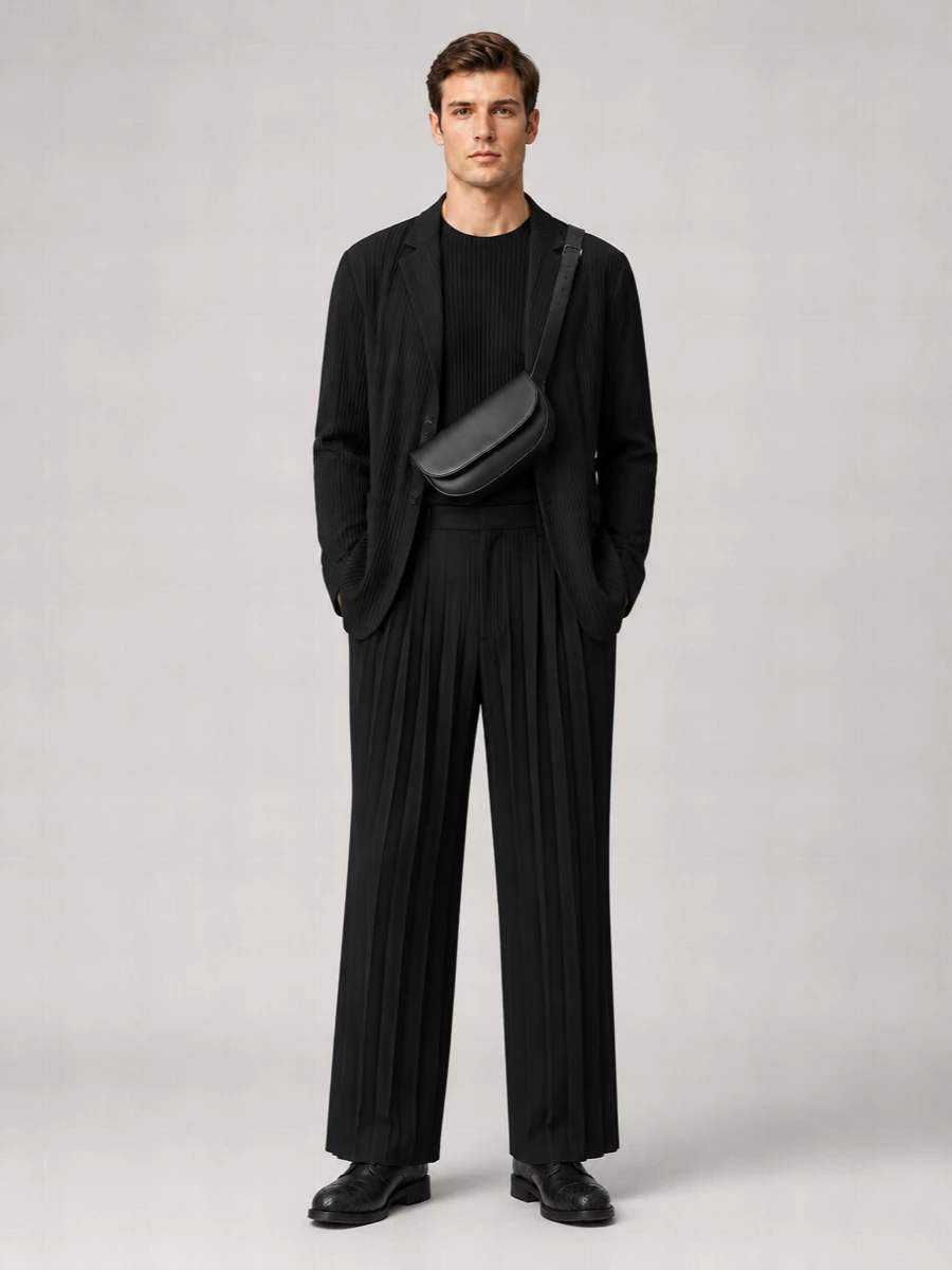 Homme Plisse Issey Miyake Pleated Single-Breasted Blazer