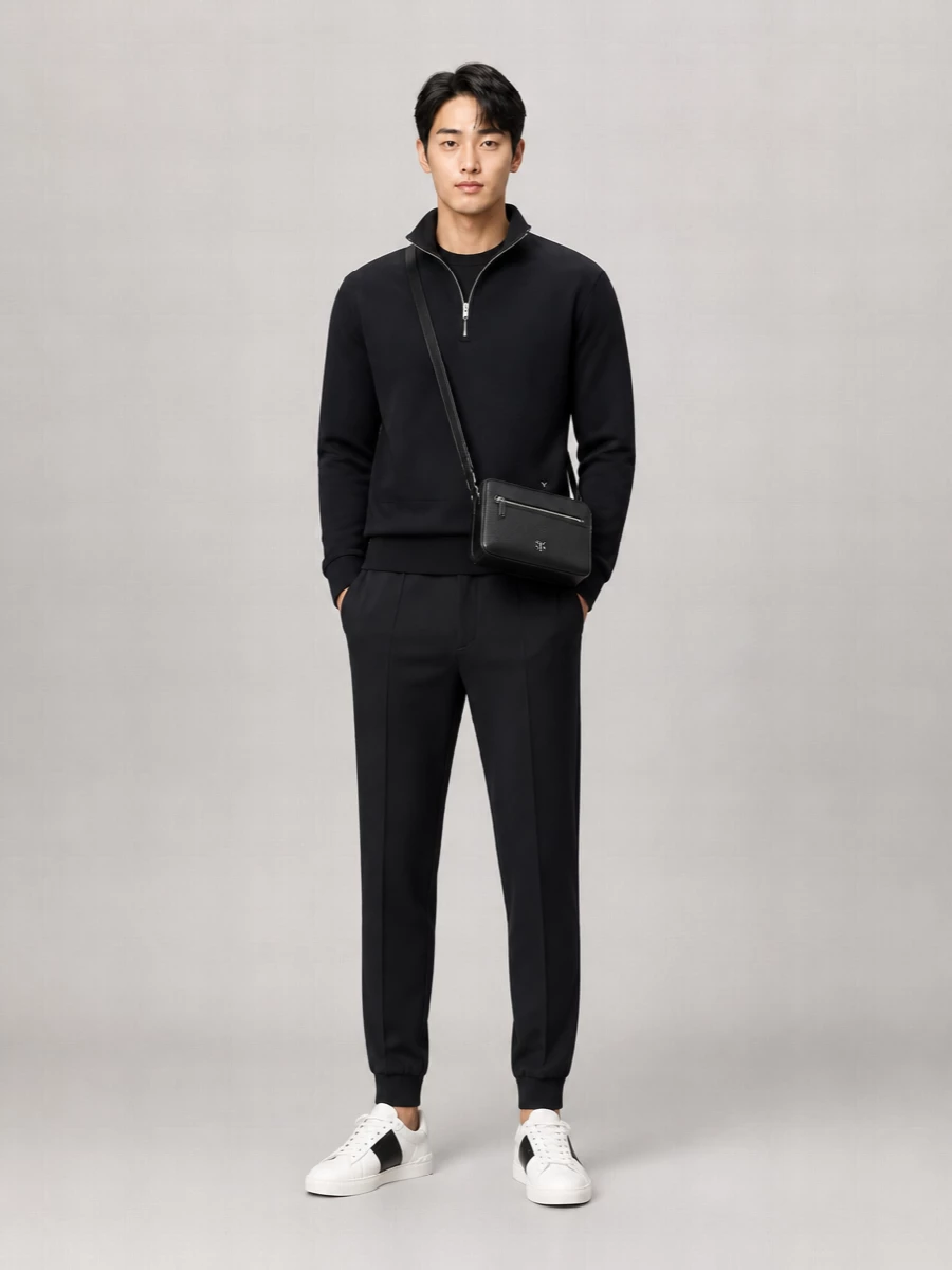 Valentino High-Neck Half-Zip Jersey Sweatshirt