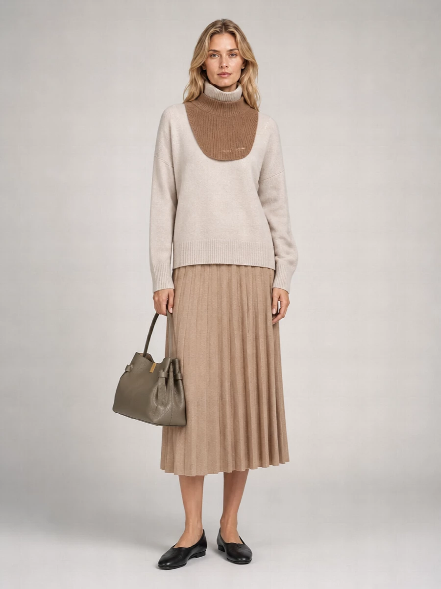 Max Mara Wool Ribbed Turtleneck Scarf
