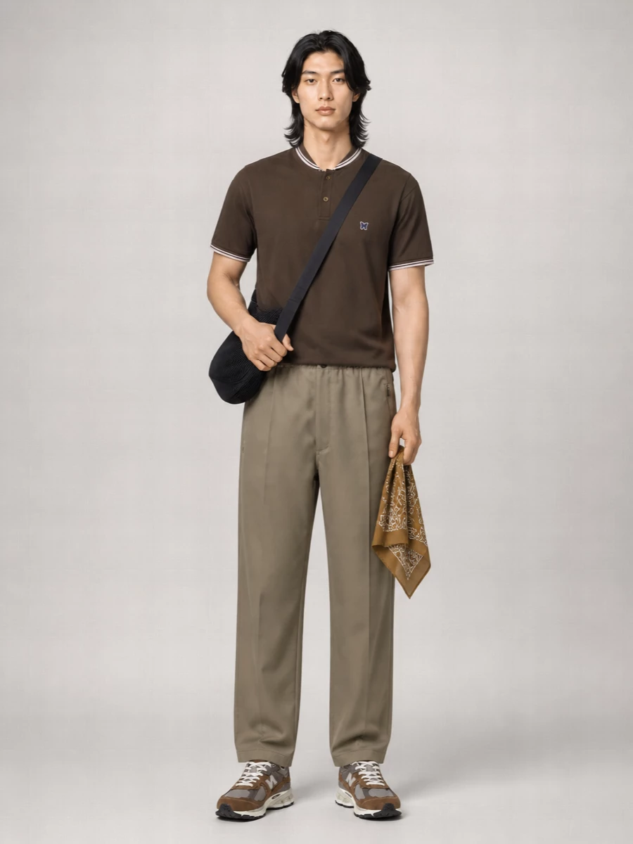 Needles Cotton Shawl Collar Polo Shirt